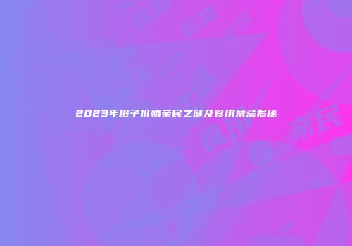 2023年橙子价格亲民之谜及食用禁忌揭秘