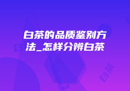 白茶的品质鉴别方法_怎样分辨白茶