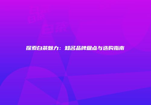 探索白茶魅力：知名品牌盘点与选购指南