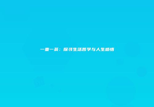 一壶一茶：探寻生活哲学与人生感悟
