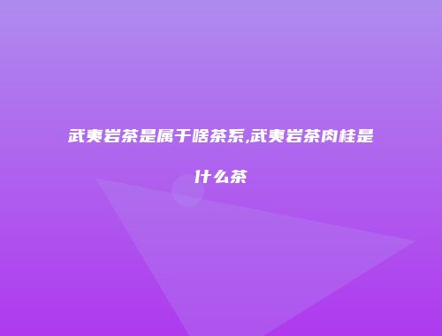 武夷岩茶是属于啥茶系,武夷岩茶肉桂是什么茶