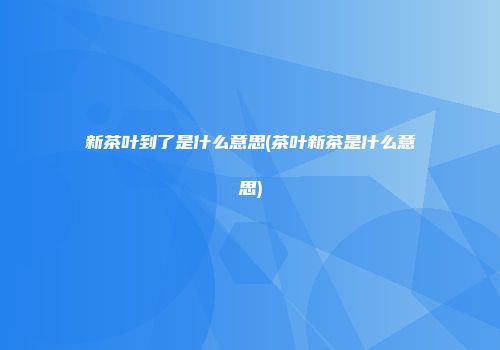 新茶叶到了是什么意思(茶叶新茶是什么意思)