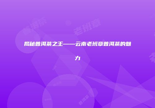 揭秘普洱茶之王——云南老班章普洱茶的魅力