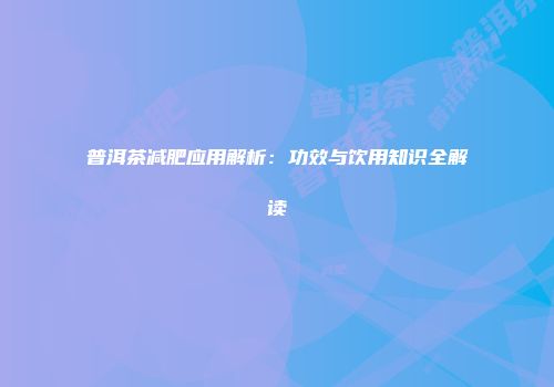 普洱茶减肥应用解析：功效与饮用知识全解读