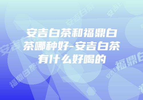 安吉白茶和福鼎白茶哪种好-安吉白茶有什么好喝的