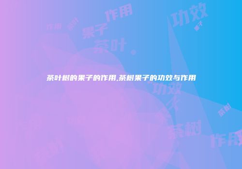 茶叶树的果子的作用,茶树果子的功效与作用