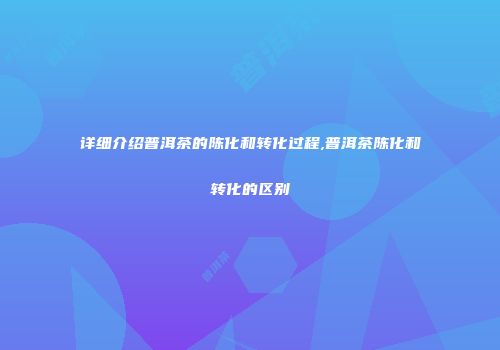 详细介绍普洱茶的陈化和转化过程,普洱茶陈化和转化的区别