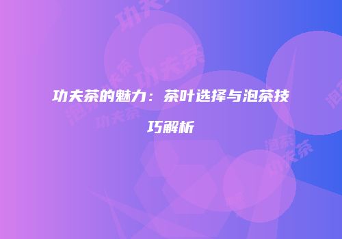 功夫茶的魅力：茶叶选择与泡茶技巧解析