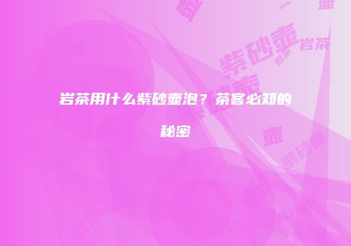 岩茶用什么紫砂壶泡？茶客必知的秘密