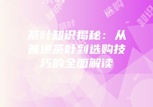 茶叶知识揭秘：从普通茶叶到选购技巧的全面解读
