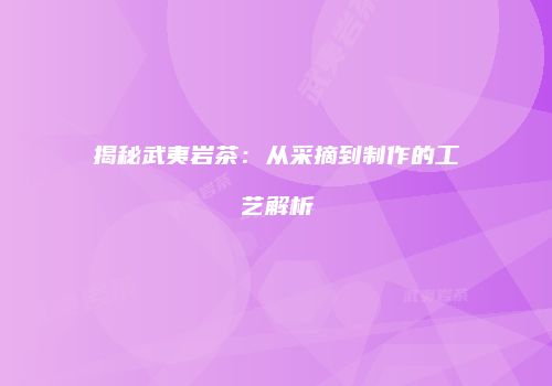 揭秘武夷岩茶：从采摘到制作的工艺解析
