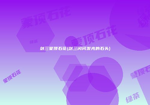 剑三蒙顶石花(剑三闪闪发光的石头)