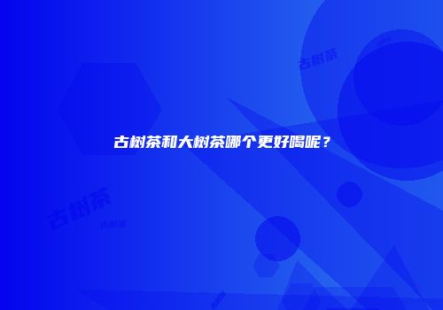 古树茶和大树茶哪个更好喝呢？