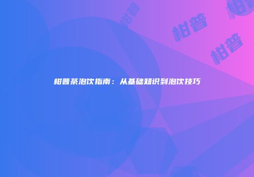 柑普茶泡饮指南：从基础知识到泡饮技巧