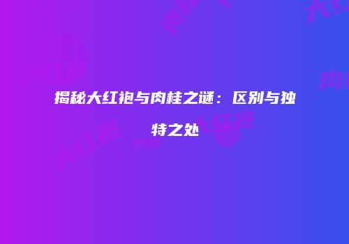 揭秘大红袍与肉桂之谜：区别与独特之处