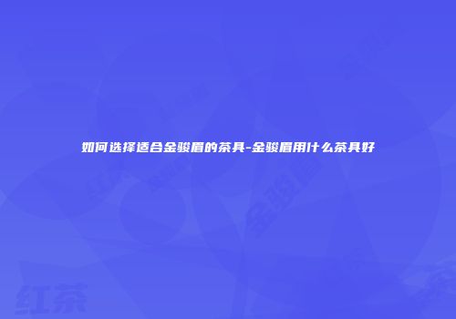 如何选择适合金骏眉的茶具-金骏眉用什么茶具好