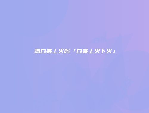喝白茶上火吗「白茶上火下火」