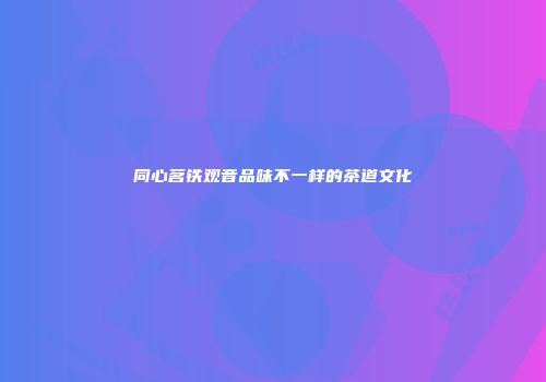 同心茗铁观音品味不一样的茶道文化