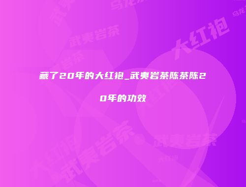 藏了20年的大红袍_武夷岩茶陈茶陈20年的功效