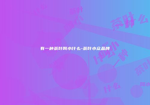 有一种茶叶叫小什么-茶叶小众品牌