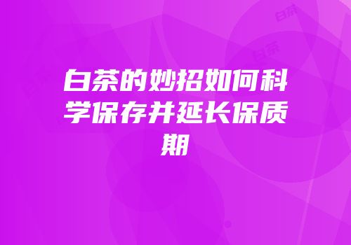 白茶的妙招如何科学保存并延长保质期