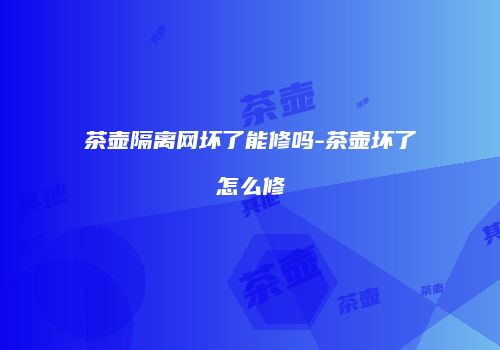 茶壶隔离网坏了能修吗-茶壶坏了怎么修
