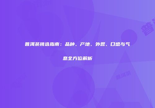 普洱茶挑选指南：品种、产地、外观、口感与气息全方位解析