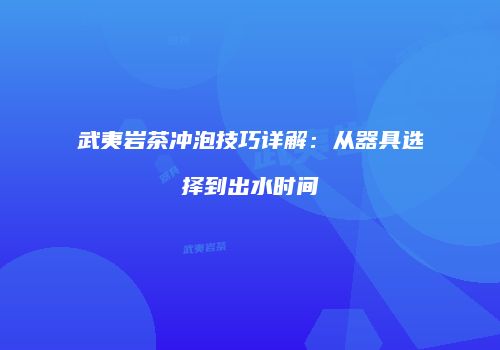 武夷岩茶冲泡技巧详解：从器具选择到出水时间
