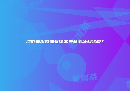 冲泡普洱茶前有哪些注意事项和步骤？
