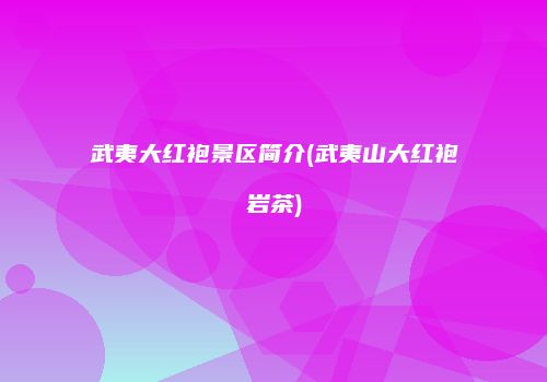 武夷大红袍景区简介(武夷山大红袍岩茶)