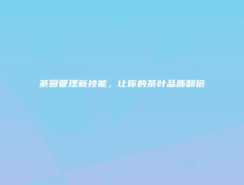 茶园管理新技能，让你的茶叶品质翻倍