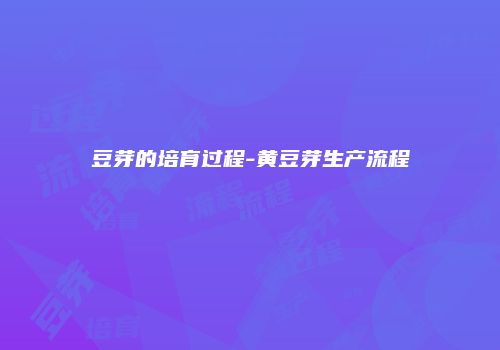 豆芽的培育过程-黄豆芽生产流程