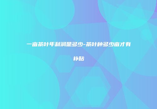 一亩茶叶年利润是多少-茶叶种多少亩才有补贴