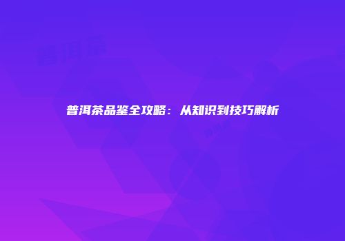 普洱茶品鉴全攻略：从知识到技巧解析
