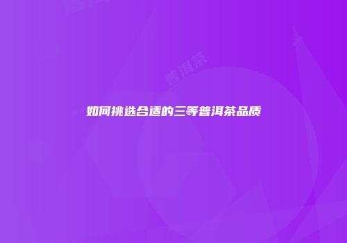 如何挑选合适的三等普洱茶品质