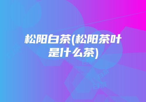 松阳白茶(松阳茶叶是什么茶)