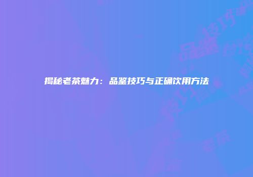 揭秘老茶魅力：品鉴技巧与正确饮用方法