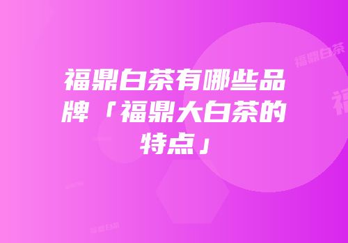 福鼎白茶有哪些品牌「福鼎大白茶的特点」