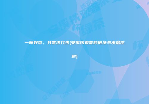 一杯好茶，只需这几步(安溪铁观音的泡法与水温控制)