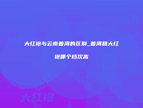 大红袍与云南普洱的区别_普洱和大红袍哪个档次高