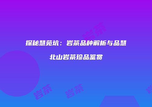 探秘慧苑坑：岩茶品种解析与品慧北山岩茶珍品鉴赏