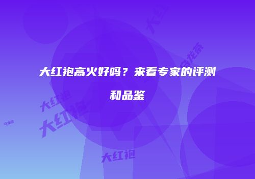 大红袍高火好吗？来看专家的评测和品鉴