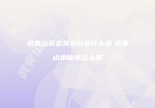 武夷山茶金奖水仙是什么茶,武夷山水仙茶怎么喝