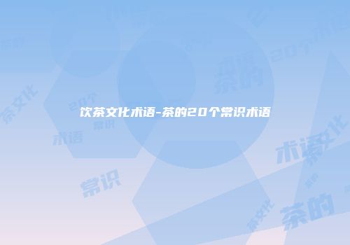 饮茶文化术语-茶的20个常识术语