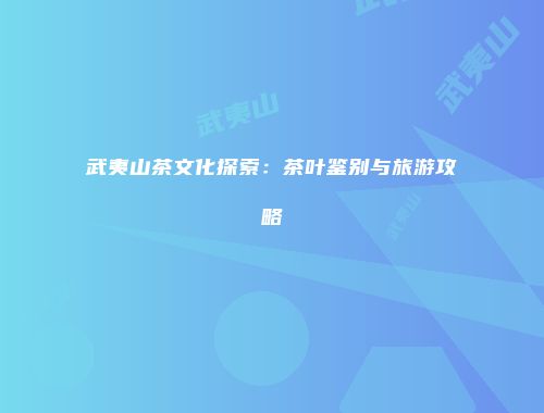 武夷山茶文化探索：茶叶鉴别与旅游攻略