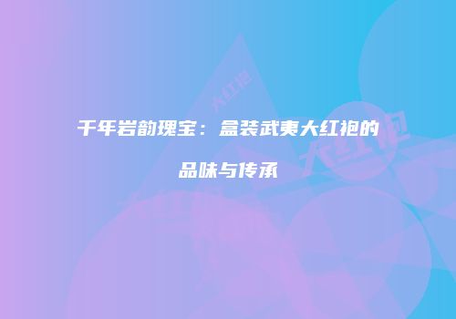 千年岩韵瑰宝：盒装武夷大红袍的品味与传承