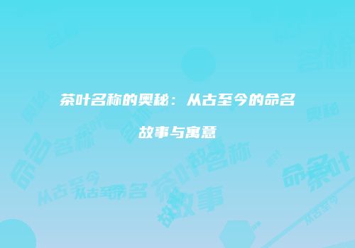 茶叶名称的奥秘：从古至今的命名故事与寓意