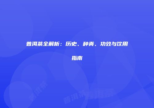 普洱茶全解析：历史、种类、功效与饮用指南