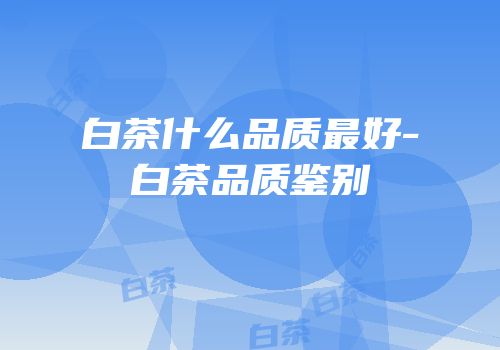 白茶什么品质最好-白茶品质鉴别