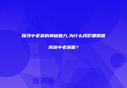 探寻中老茶的神秘魅力,为什么我们要喝普洱茶中老茶呢？
